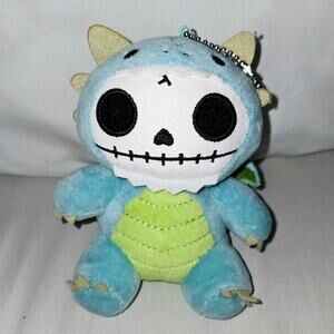 Ebros Small Furry Bones Skeleton Teal Scorchie Wyrmling Dragon Plush Toy 5"